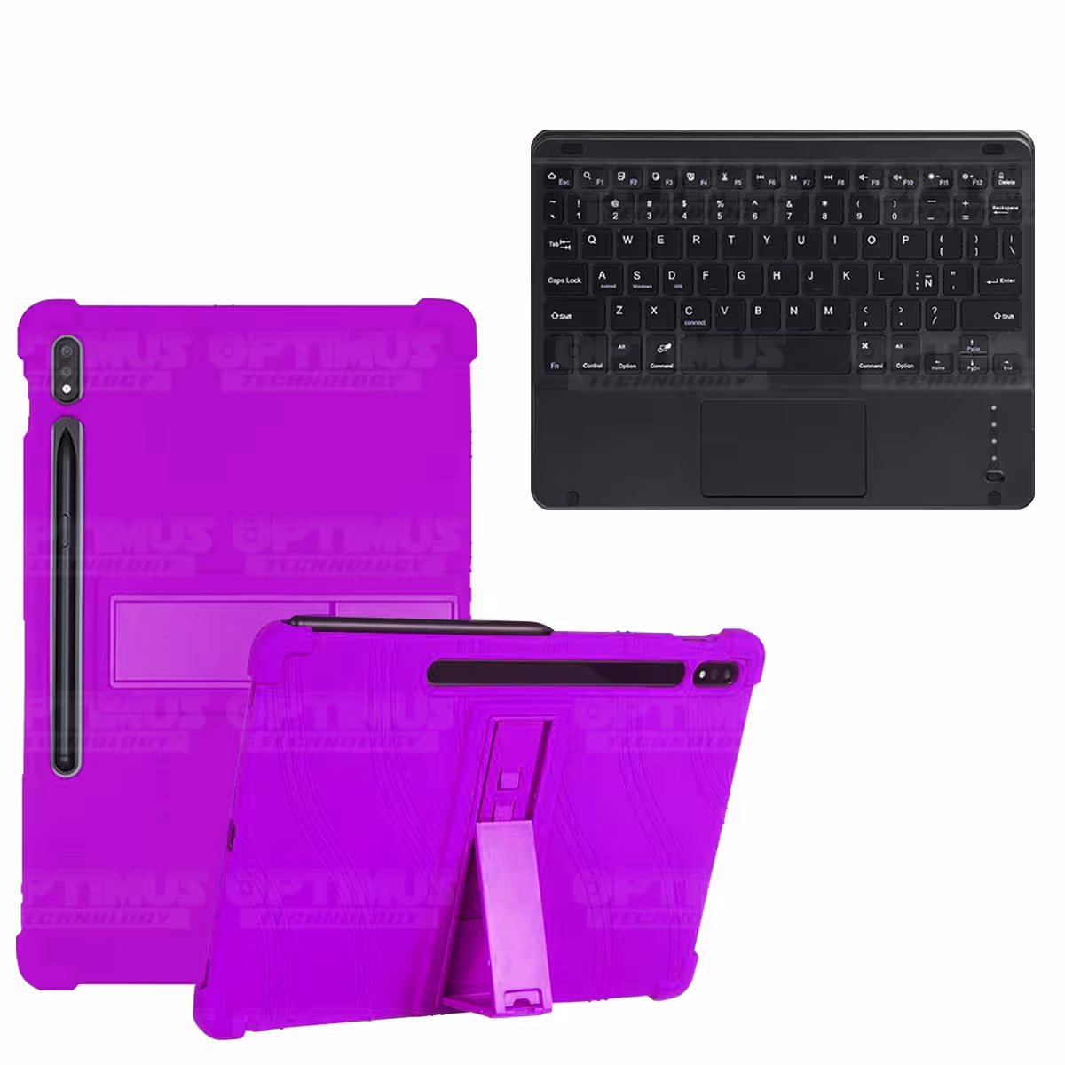 Kit Case Estuche Protector Antigolpes + Teclado Mouse Touchpad Bluetooth para Tablet Samsung Galaxy Tab S7 Plus 12.4 Pulgadas