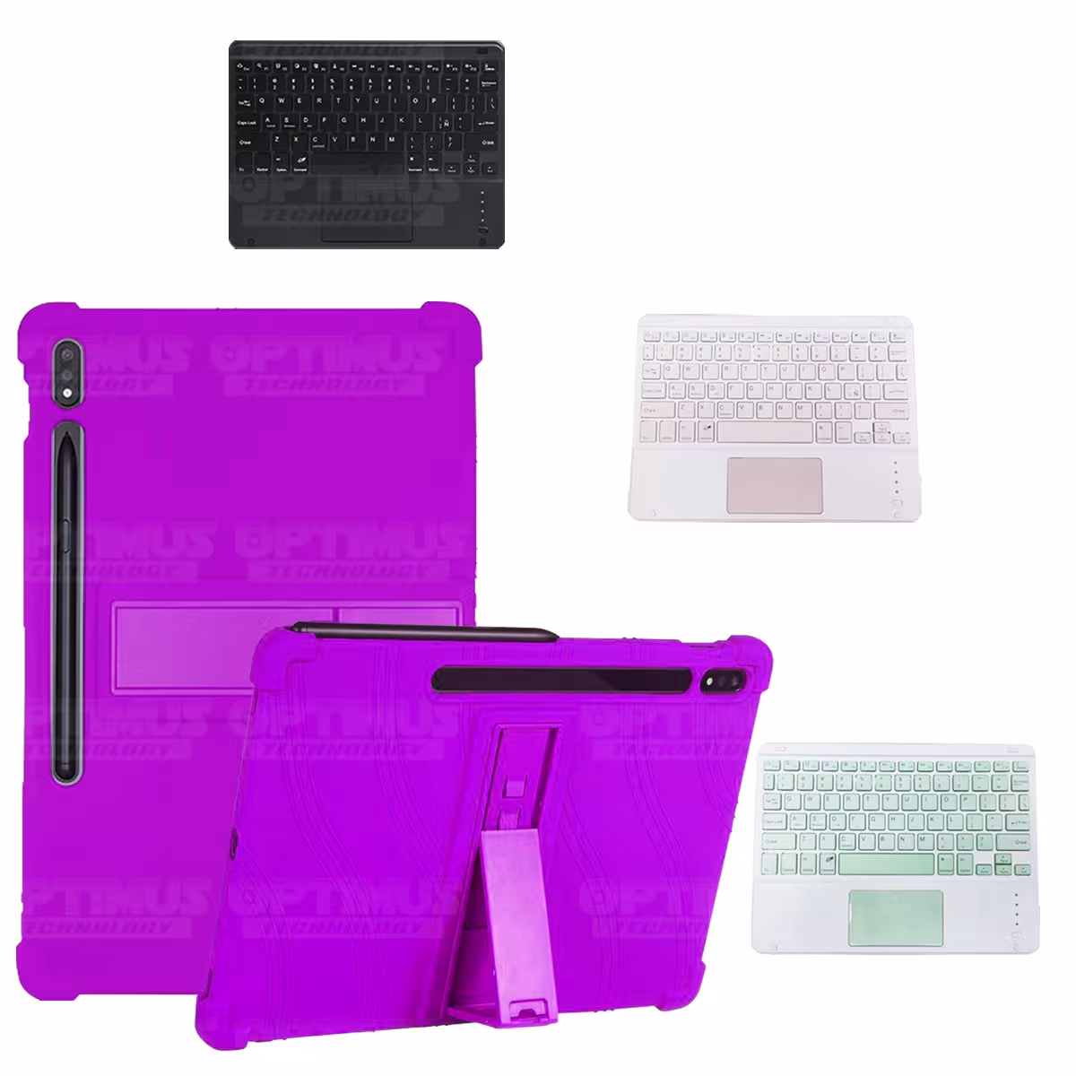 Kit Case Estuche Protector Antigolpes + Teclado Mouse Touchpad Bluetooth para Tablet Samsung Galaxy Tab S7 Plus 12.4 Pulgadas