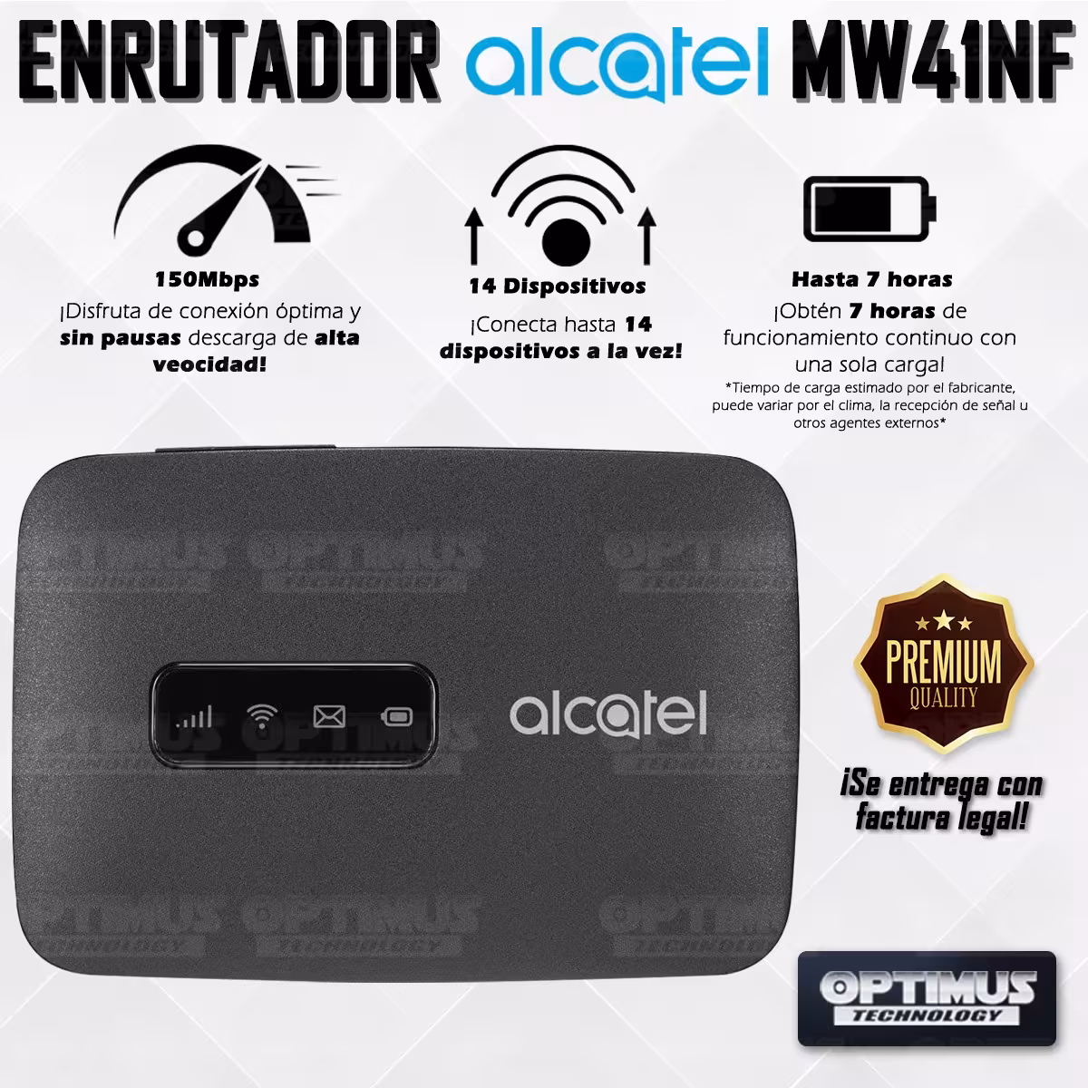 Modem Wifi Alcatel MW41NF Mifi 4GLTE Simcard Libre Todo Operador Frecuencia 700 Mhz