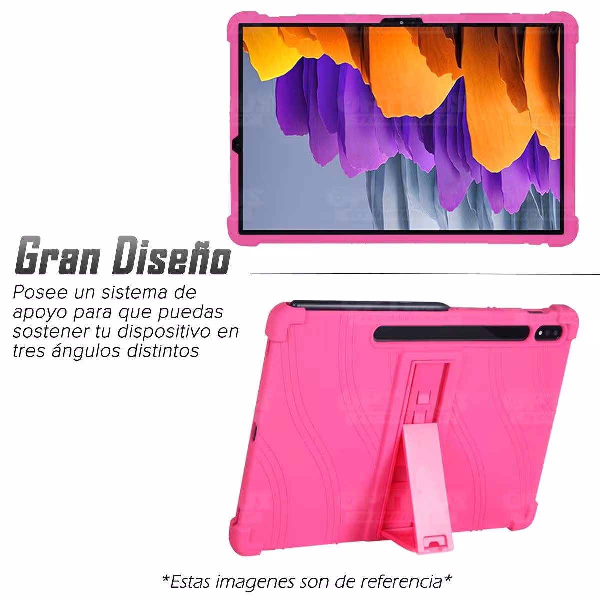 Estuche Case protector de goma Tablet Samsung Galaxy Tab S7 Plus SM-T970NZWLCOO 12.4 Pulgadas Anti golpes con soporte OPTIMUS TE