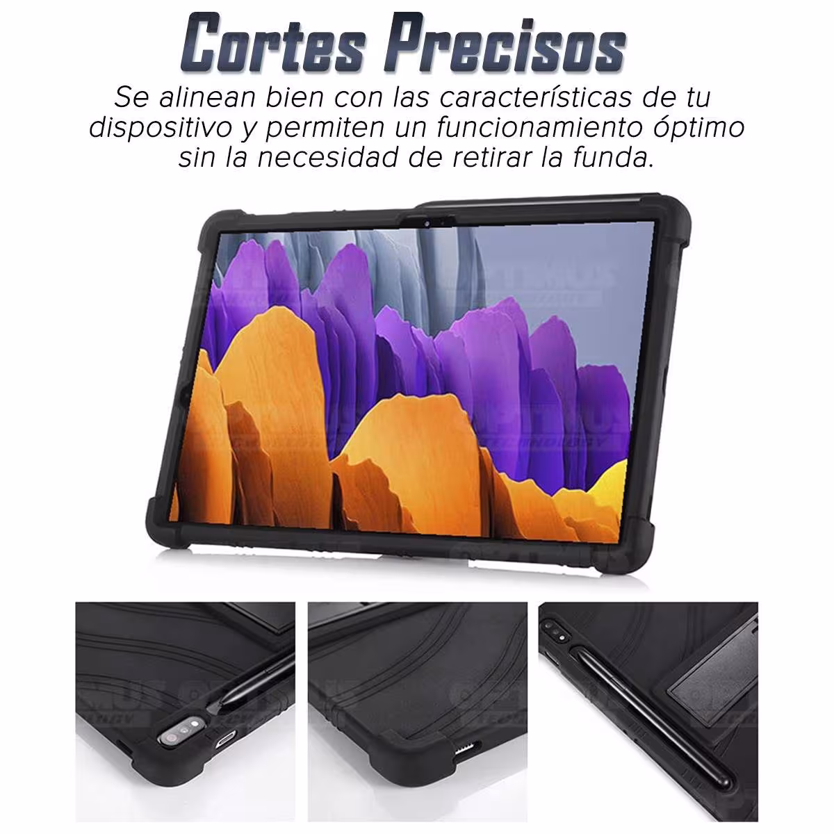 Estuche Case protector de goma Tablet Samsung Galaxy Tab S7 Plus SM-T970NZWLCOO 12.4 Pulgadas Anti golpes con soporte OPTIMUS TE