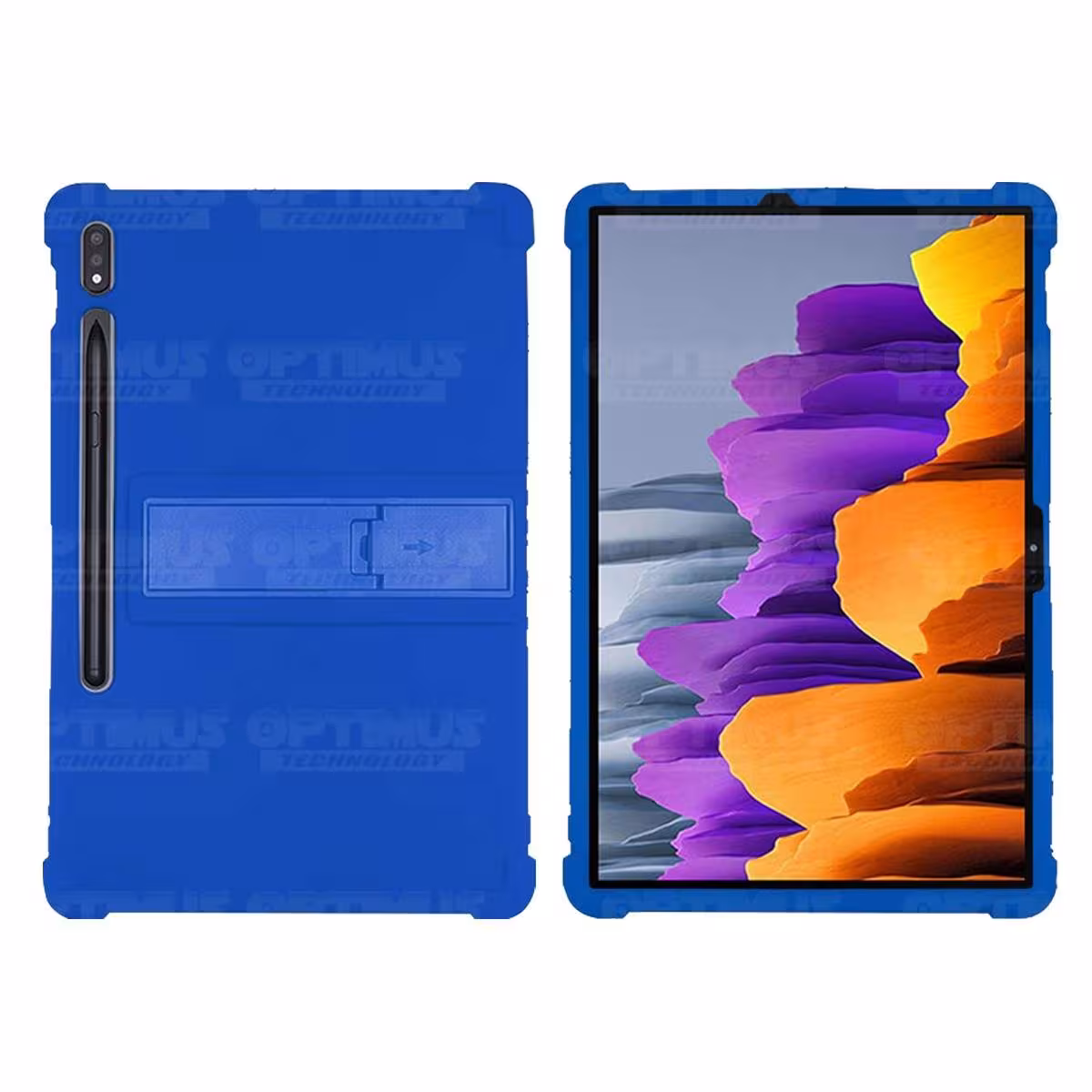 Kit Vidrio templado y Estuche Protector de goma antigolpes con soporte Tablet Samsung Galaxy Tab S7 Plus 12.4 Pulgadas OPTIMUS T