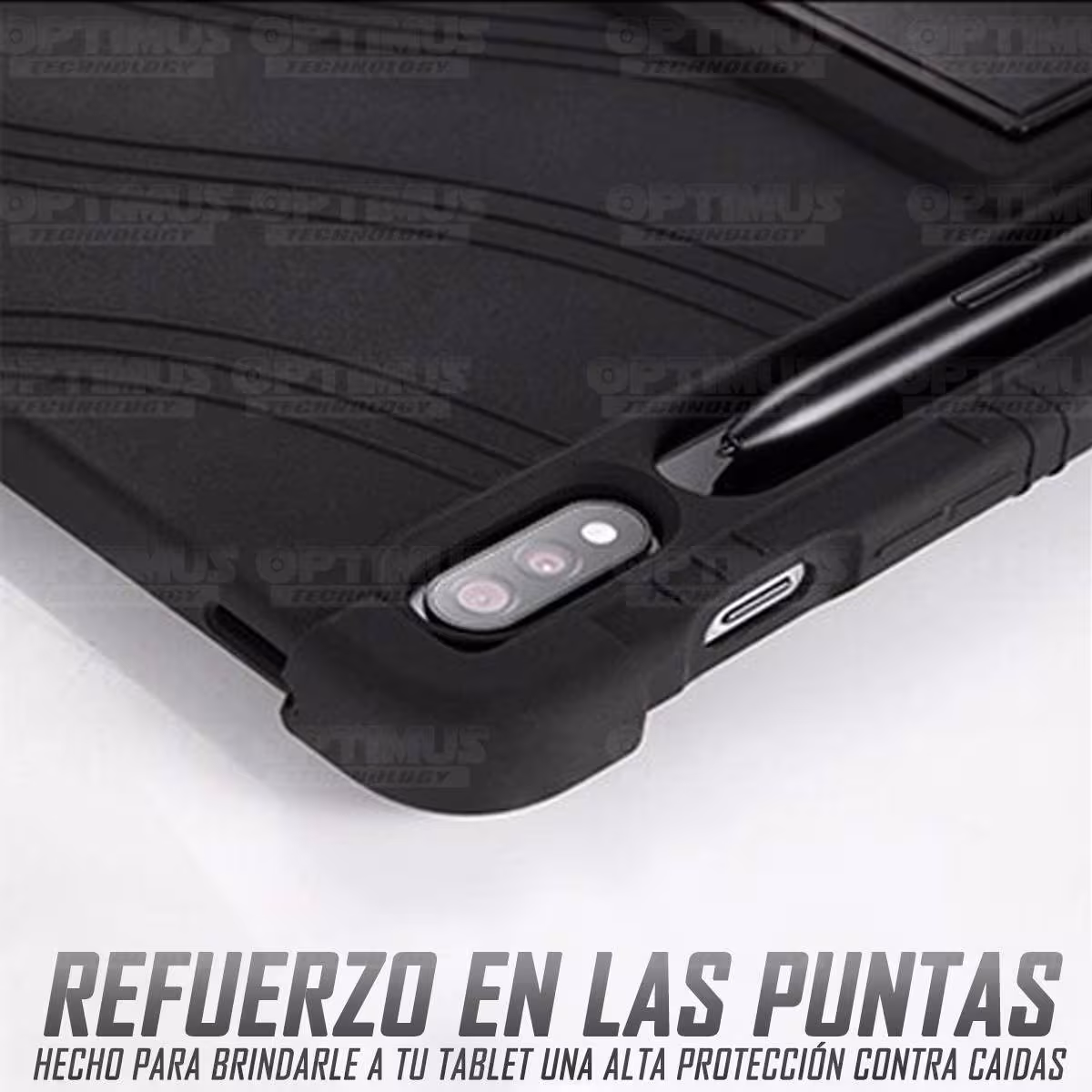 Kit Vidrio templado y Estuche Protector de goma antigolpes con soporte Tablet Samsung Galaxy Tab S7 Plus 12.4 Pulgadas OPTIMUS T