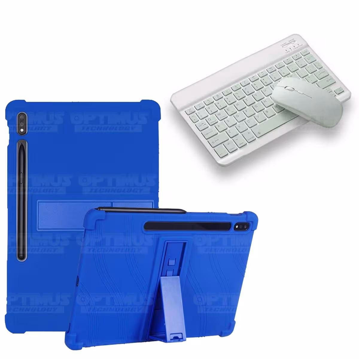 Kit Case Forro Protector Antigolpes + Teclado y Mouse Ratón Bluetooth para Tablet Samsung Galaxy Tab S7 Plus 12.4 Pulgadas OPTIM