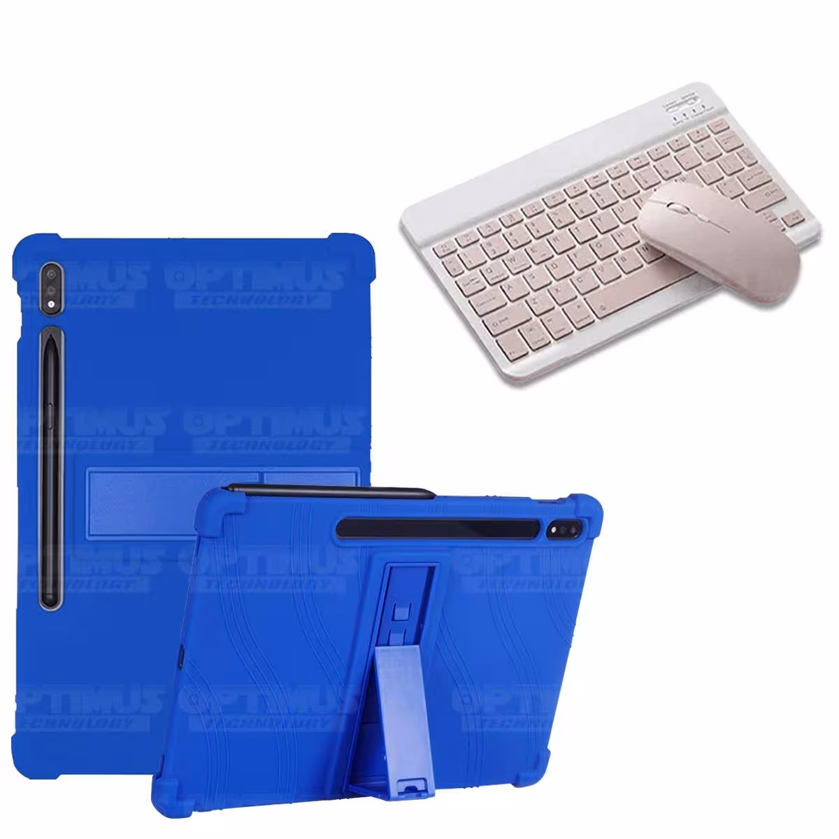 Kit Case Forro Protector Antigolpes + Teclado y Mouse Ratón Bluetooth para Tablet Samsung Galaxy Tab S7 Plus 12.4 Pulgadas OPTIM