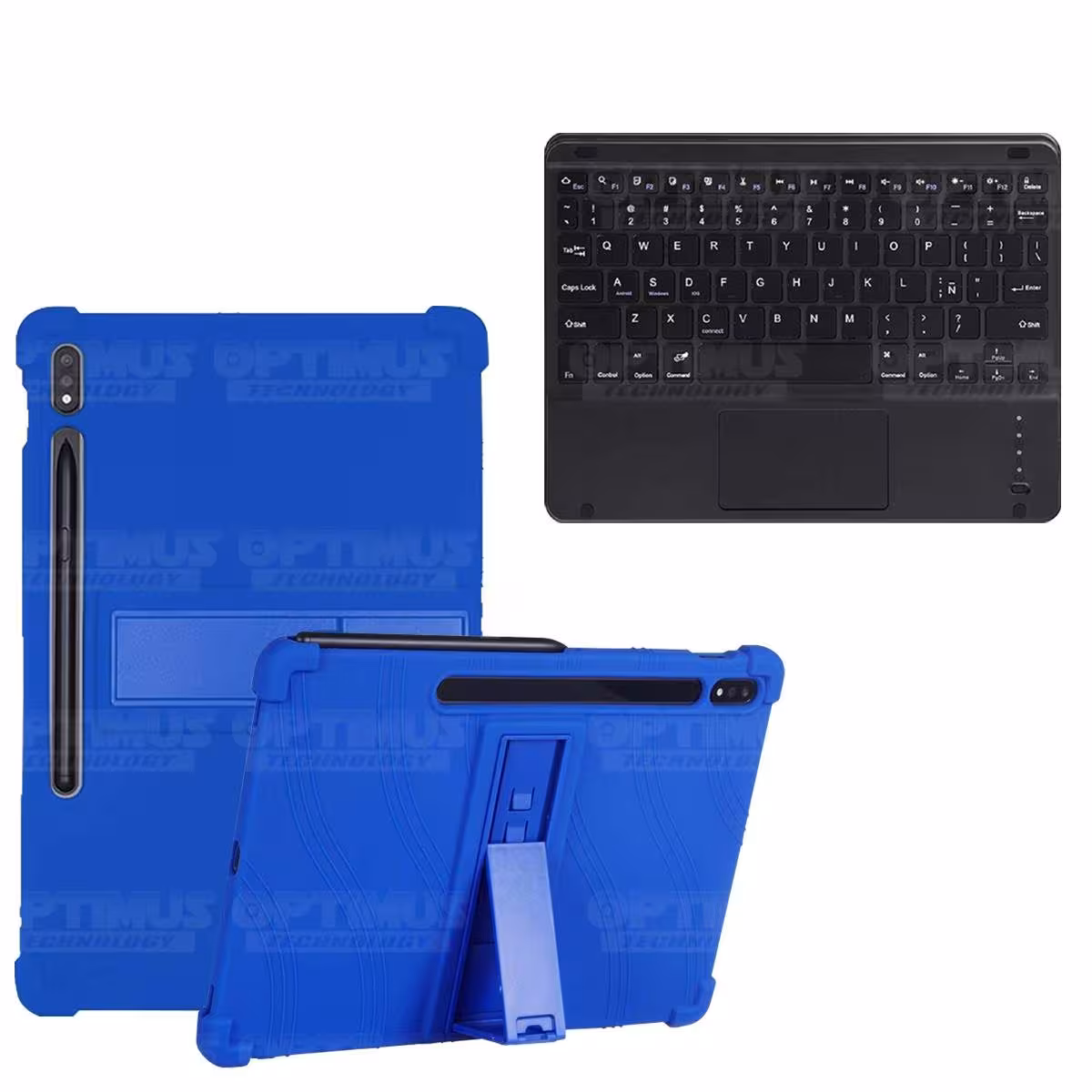 Kit Case Estuche Protector Antigolpes + Teclado Mouse Touchpad Bluetooth para Tablet Samsung Galaxy Tab S7 Plus 12.4 Pulgadas OP