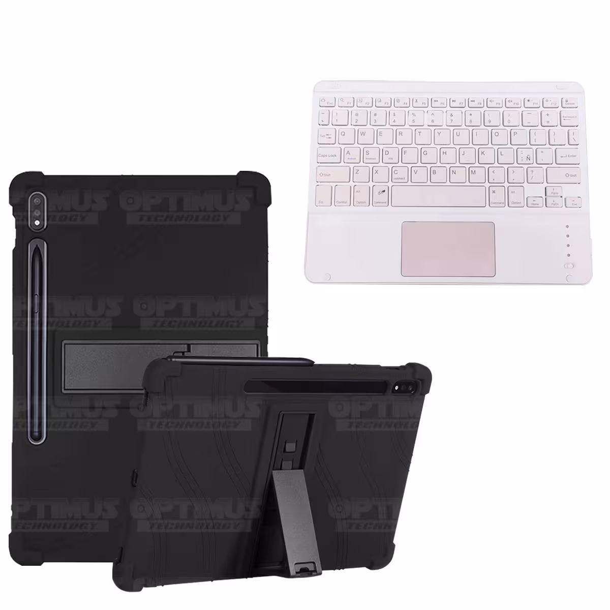 Kit Case Estuche Protector Antigolpes + Teclado Mouse Touchpad Bluetooth para Tablet Samsung Galaxy Tab S7 Plus 12.4 Pulgadas OP