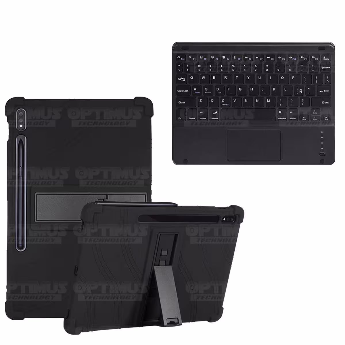 Kit Case Estuche Protector Antigolpes + Teclado Mouse Touchpad Bluetooth para Tablet Samsung Galaxy Tab S7 Plus 12.4 Pulgadas OP