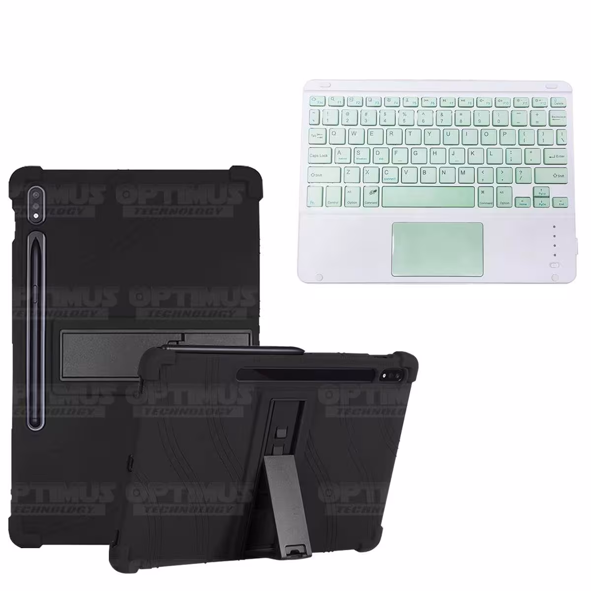 Kit Case Estuche Protector Antigolpes + Teclado Mouse Touchpad Bluetooth para Tablet Samsung Galaxy Tab S7 Plus 12.4 Pulgadas OP