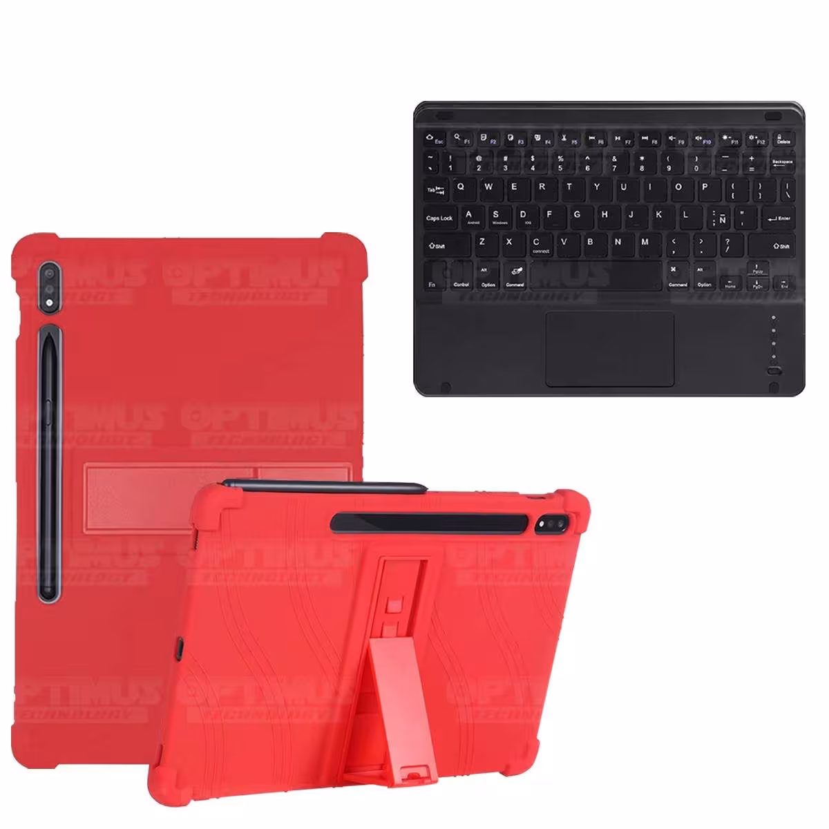 Kit Case Estuche Protector Antigolpes + Teclado Mouse Touchpad Bluetooth para Tablet Samsung Galaxy Tab S7 Plus 12.4 Pulgadas OP