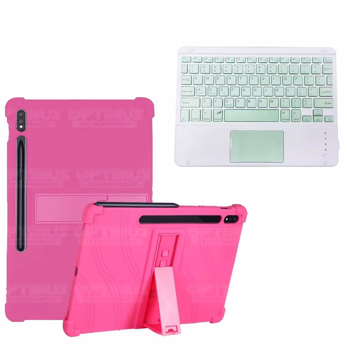 Kit Case Estuche Protector Antigolpes + Teclado Mouse Touchpad Bluetooth para Tablet Samsung Galaxy Tab S7 Plus 12.4 Pulgadas OP