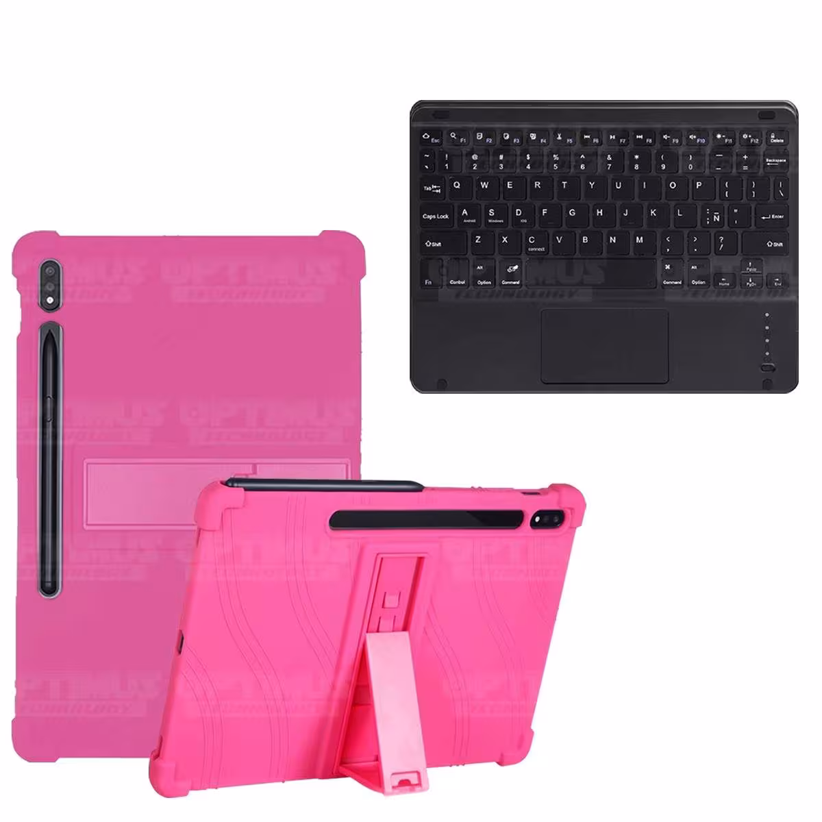 Kit Case Estuche Protector Antigolpes + Teclado Mouse Touchpad Bluetooth para Tablet Samsung Galaxy Tab S7 Plus 12.4 Pulgadas OP