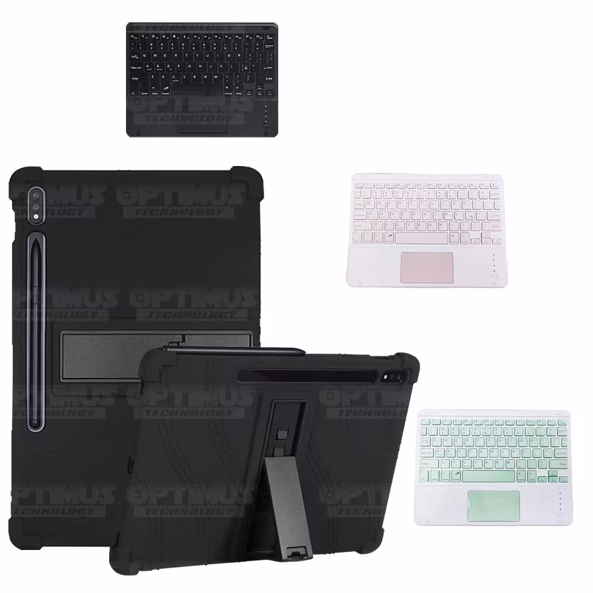 Kit Case Estuche Protector Antigolpes + Teclado Mouse Touchpad Bluetooth para Tablet Samsung Galaxy Tab S7 Plus 12.4 Pulgadas OP