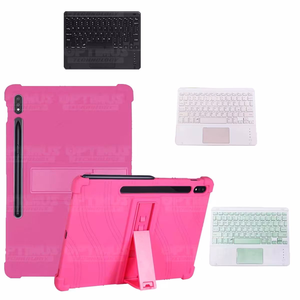 Kit Case Estuche Protector Antigolpes + Teclado Mouse Touchpad Bluetooth para Tablet Samsung Galaxy Tab S7 Plus 12.4 Pulgadas OP