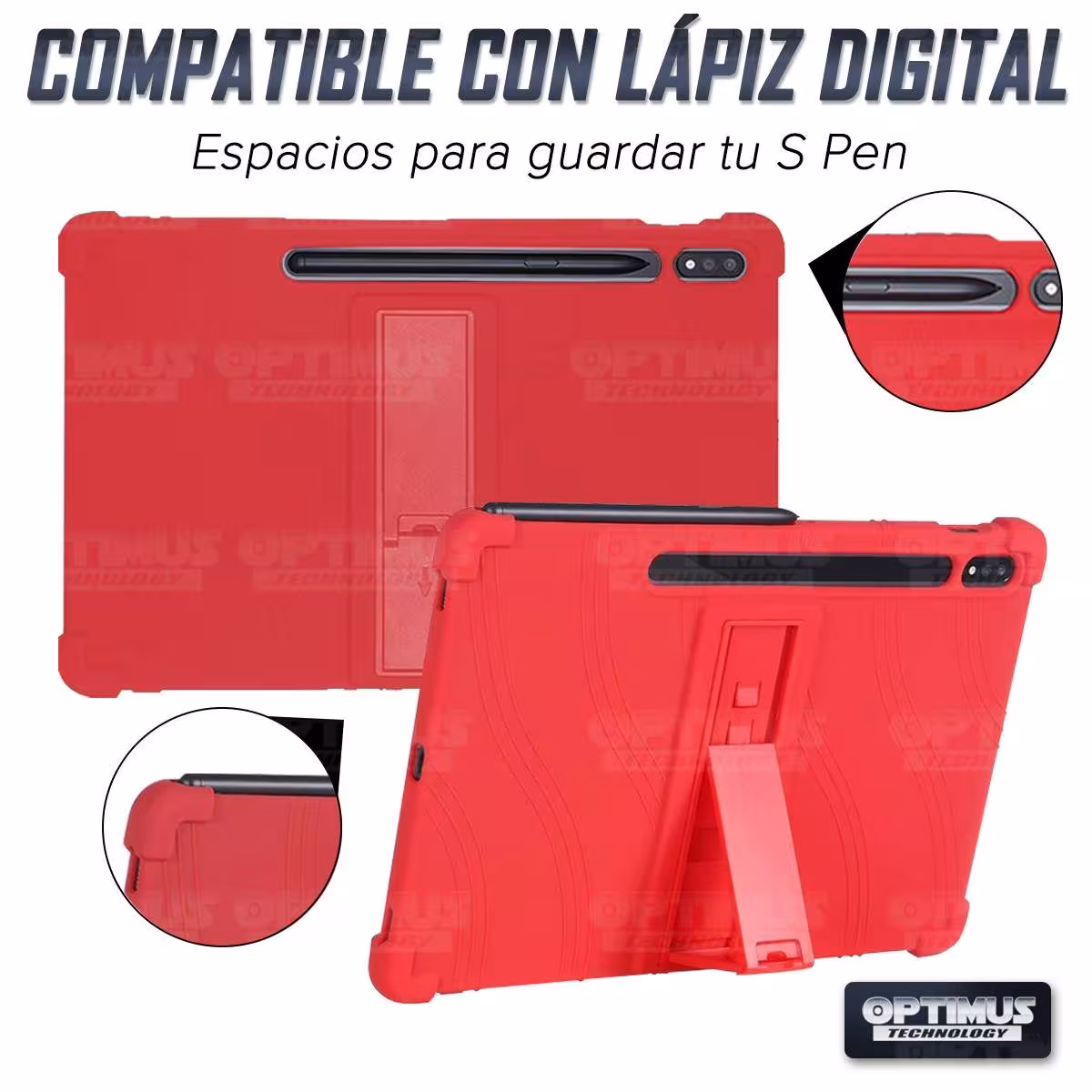 Estuche Case protector de goma Tablet Samsung Galaxy Tab S7 Wifi SM-T870NZK 11 Pulgadas Anti golpes con soporte OPTIMUS TECHNOLO