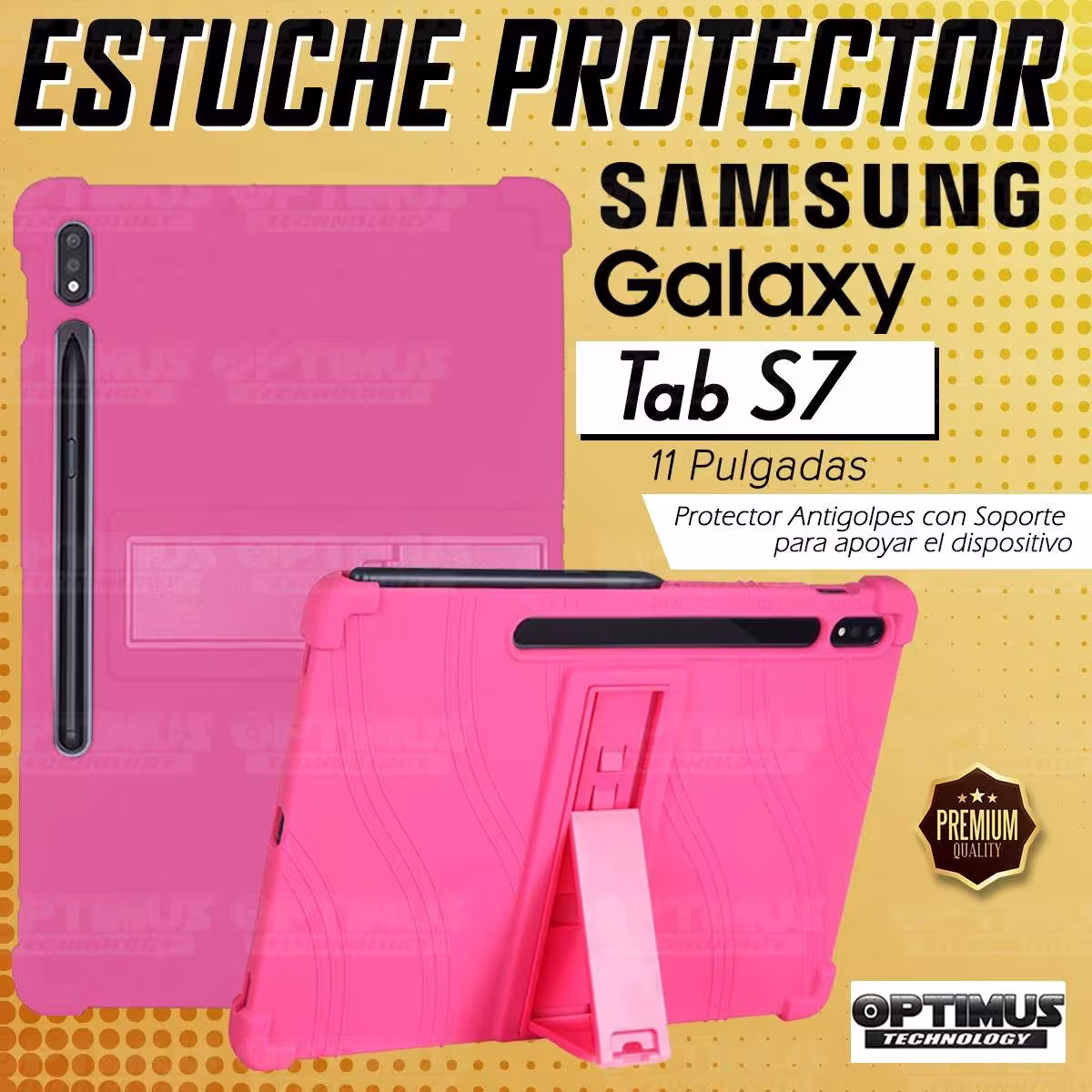 Estuche Case protector de goma Tablet Samsung Galaxy Tab S7 Wifi SM-T870NZK 11 Pulgadas Anti golpes con soporte OPTIMUS TECHNOLO