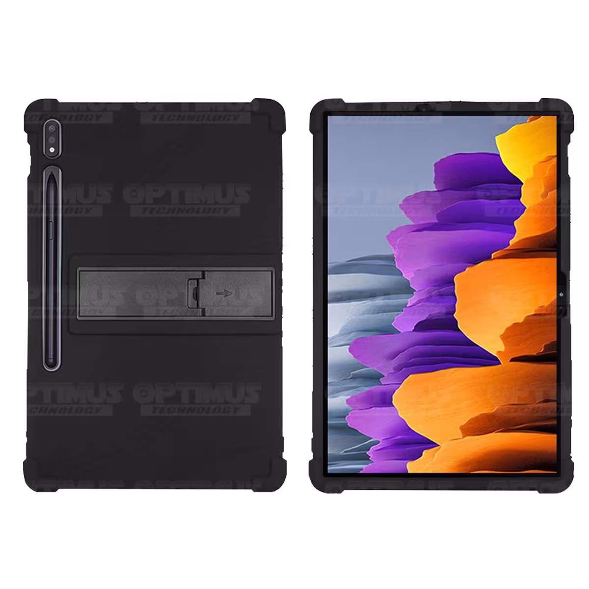 Kit Vidrio templado y Estuche Protector de goma antigolpes con soporte Tablet Samsung Galaxy Tab S7 Wifi SM-T870NZK 11 Pulgadas