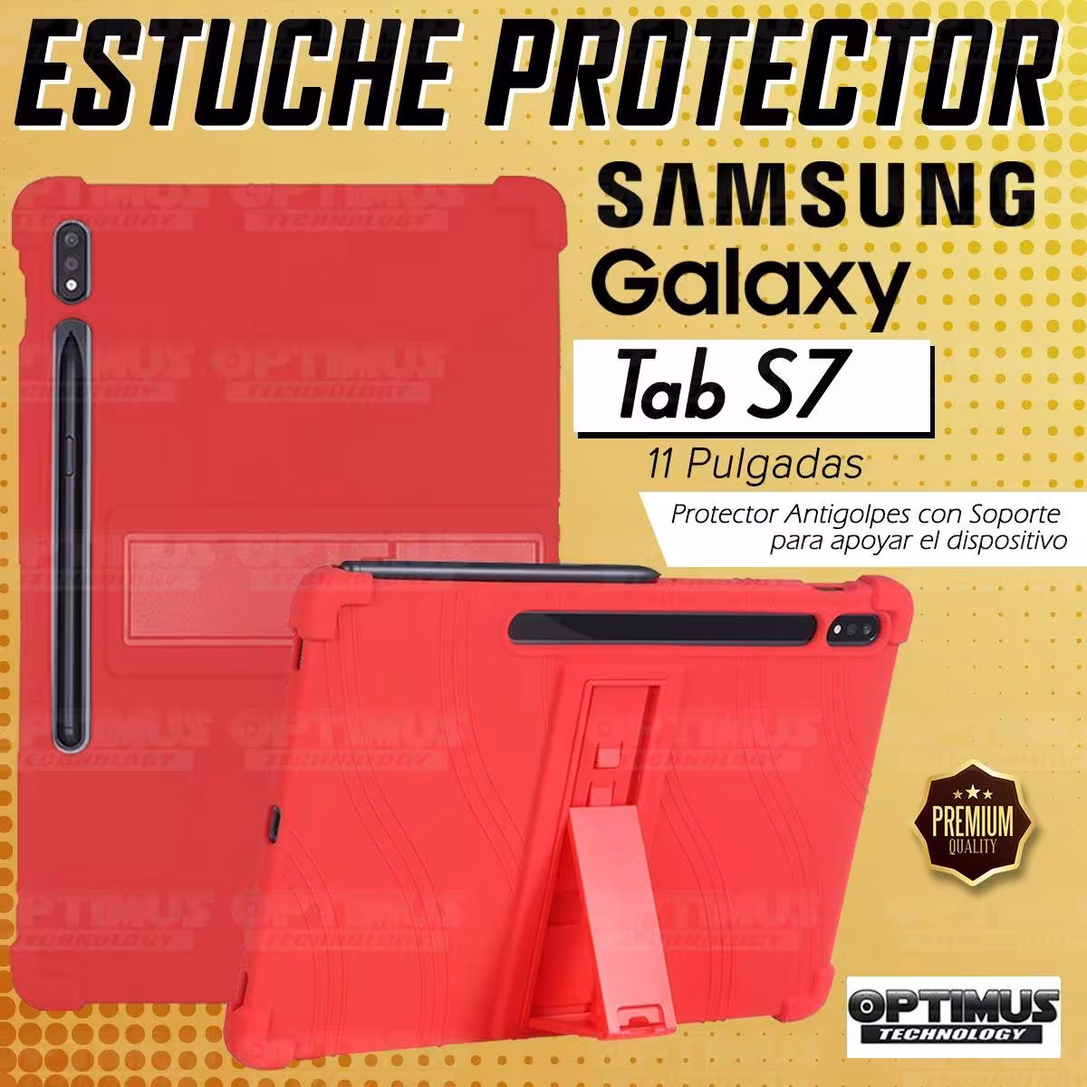 Kit Vidrio templado y Estuche Protector de goma antigolpes con soporte Tablet Samsung Galaxy Tab S7 Wifi SM-T870NZK 11 Pulgadas