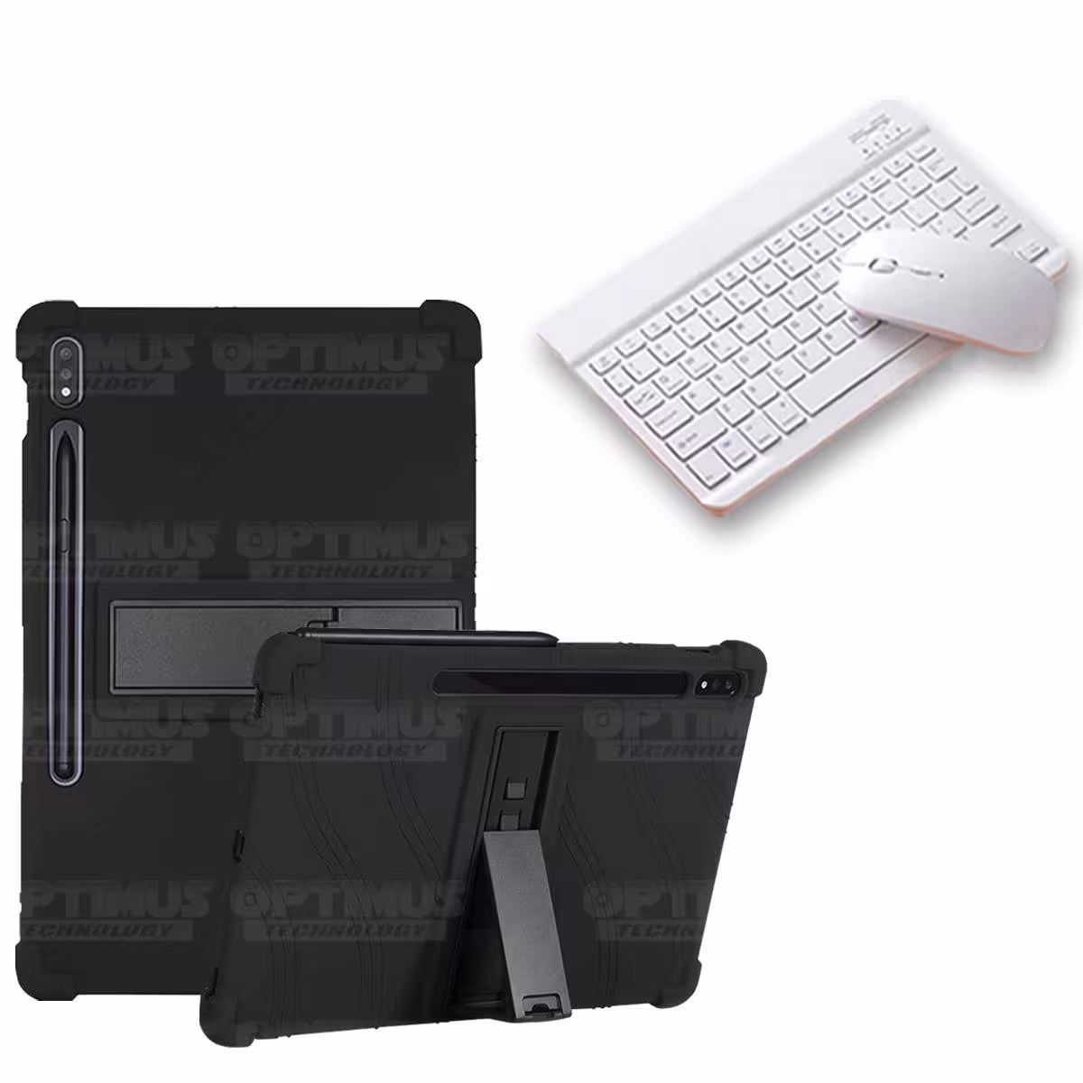 Kit Case Forro Protector Antigolpes + Teclado y Mouse Bluetooth para Tablet Samsung Galaxy Tab S7 SM-T870NZK 11 Pulgadas OPTIMUS