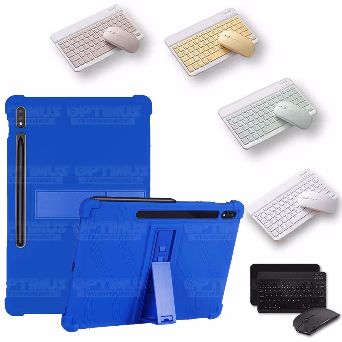 Kit Case Forro Protector Antigolpes + Teclado y Mouse Bluetooth para Tablet Samsung Galaxy Tab S7 SM-T870NZK 11 Pulgadas OPTIMUS