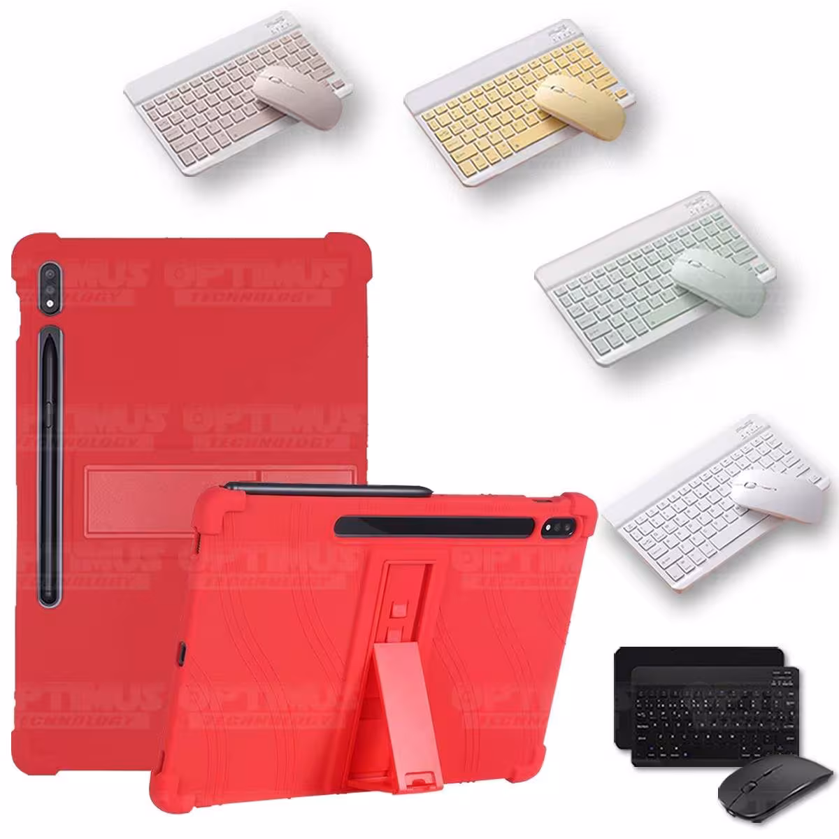 Kit Case Forro Protector Antigolpes + Teclado y Mouse Bluetooth para Tablet Samsung Galaxy Tab S7 SM-T870NZK 11 Pulgadas OPTIMUS