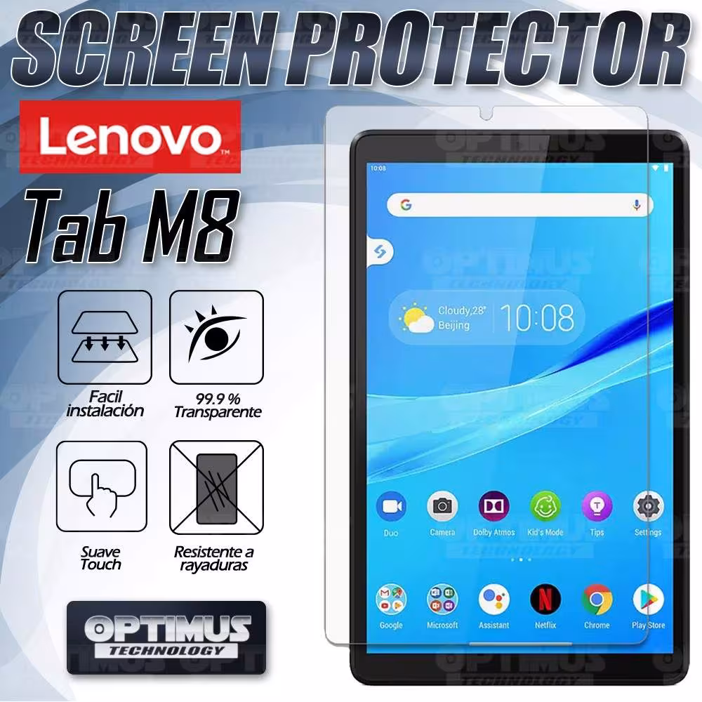 Kit Vidrio templado + Case Forro Protector + Teclado y Mouse Bluetooth para Tablet Lenovo Tab M8 8505x / x8505f OPTIMUS TECHNOLO