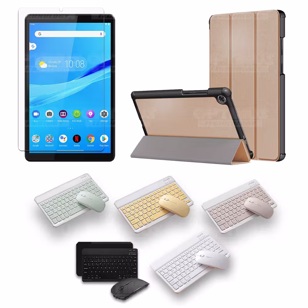 Kit Vidrio templado + Case Forro Protector + Teclado y Mouse Bluetooth para Tablet Lenovo Tab M8 8505x / x8505f OPTIMUS TECHNOLO