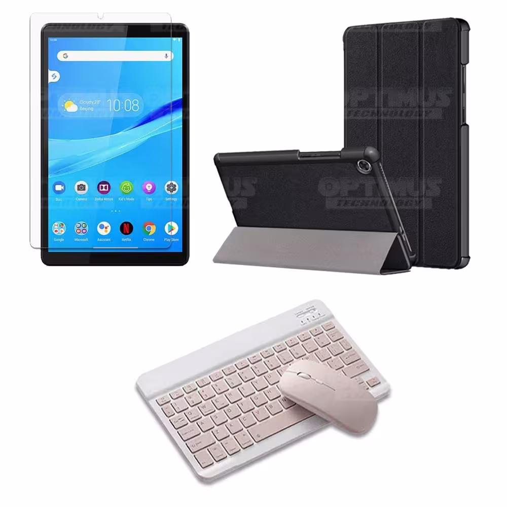Kit Vidrio templado + Case Forro Protector + Teclado y Mouse Bluetooth para Tablet Lenovo Tab M8 8505x / x8505f OPTIMUS TECHNOLO