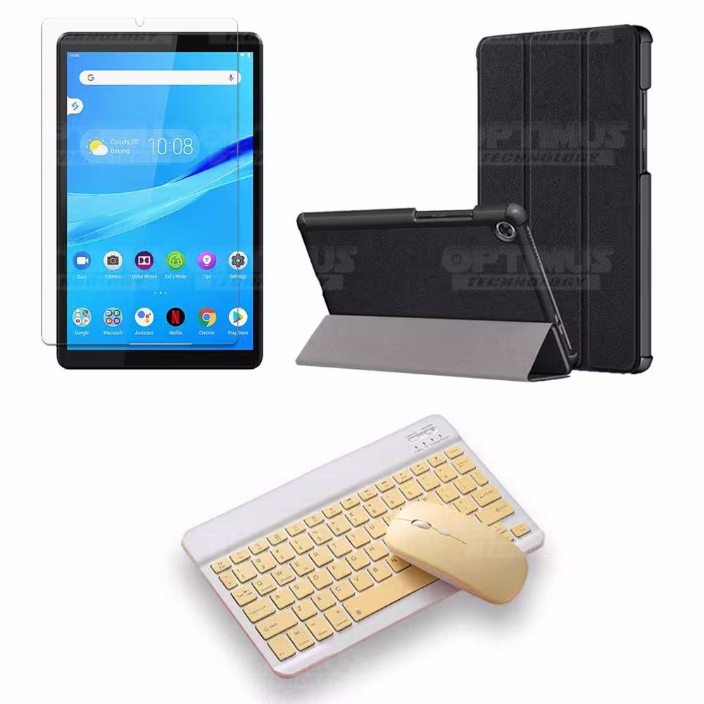 Kit Vidrio templado + Case Forro Protector + Teclado y Mouse Bluetooth para Tablet Lenovo Tab M8 8505x / x8505f OPTIMUS TECHNOLO