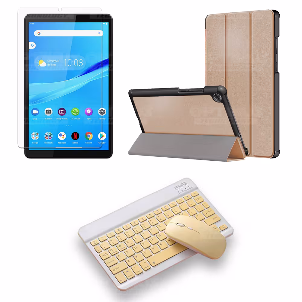 Kit Vidrio templado + Case Forro Protector + Teclado y Mouse Bluetooth para Tablet Lenovo Tab M8 8505x / x8505f OPTIMUS TECHNOLO