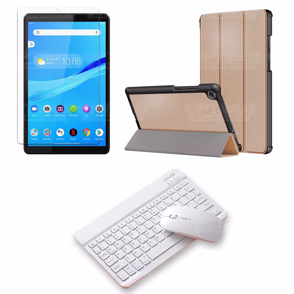 Kit Vidrio templado + Case Forro Protector + Teclado y Mouse Bluetooth para Tablet Lenovo Tab M8 8505x / x8505f OPTIMUS TECHNOLO