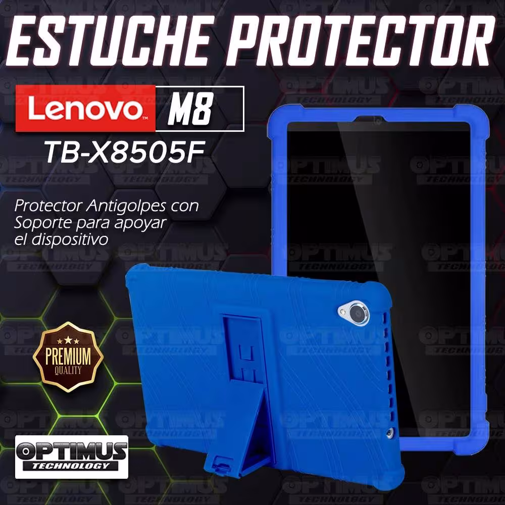 Kit Vidrio templado + Estuche Protector Goma + Teclado y Mouse Bluetooth para Tablet Lenovo Tab M8 8505x / x8505f OPTIMUS TECHNO