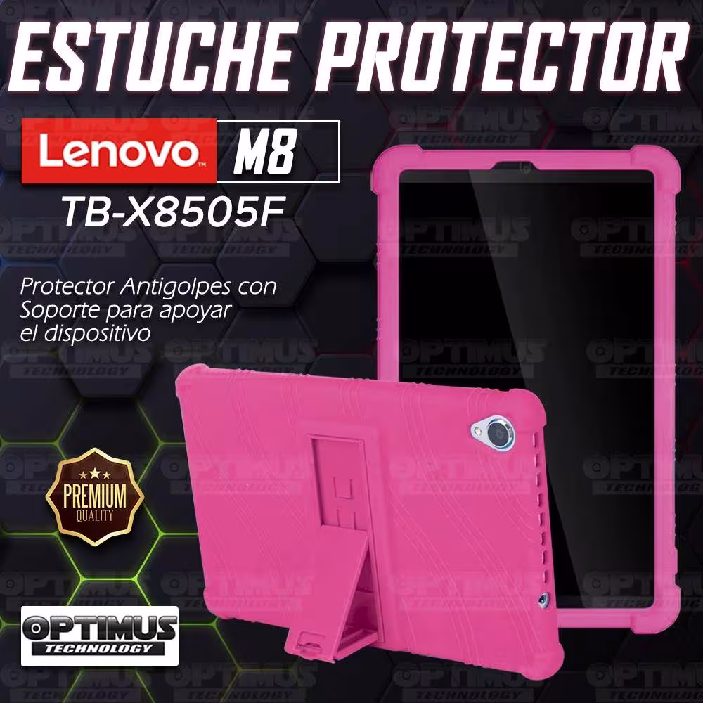 Kit Vidrio templado + Estuche Protector Goma + Teclado y Mouse Bluetooth para Tablet Lenovo Tab M8 8505x / x8505f OPTIMUS TECHNO
