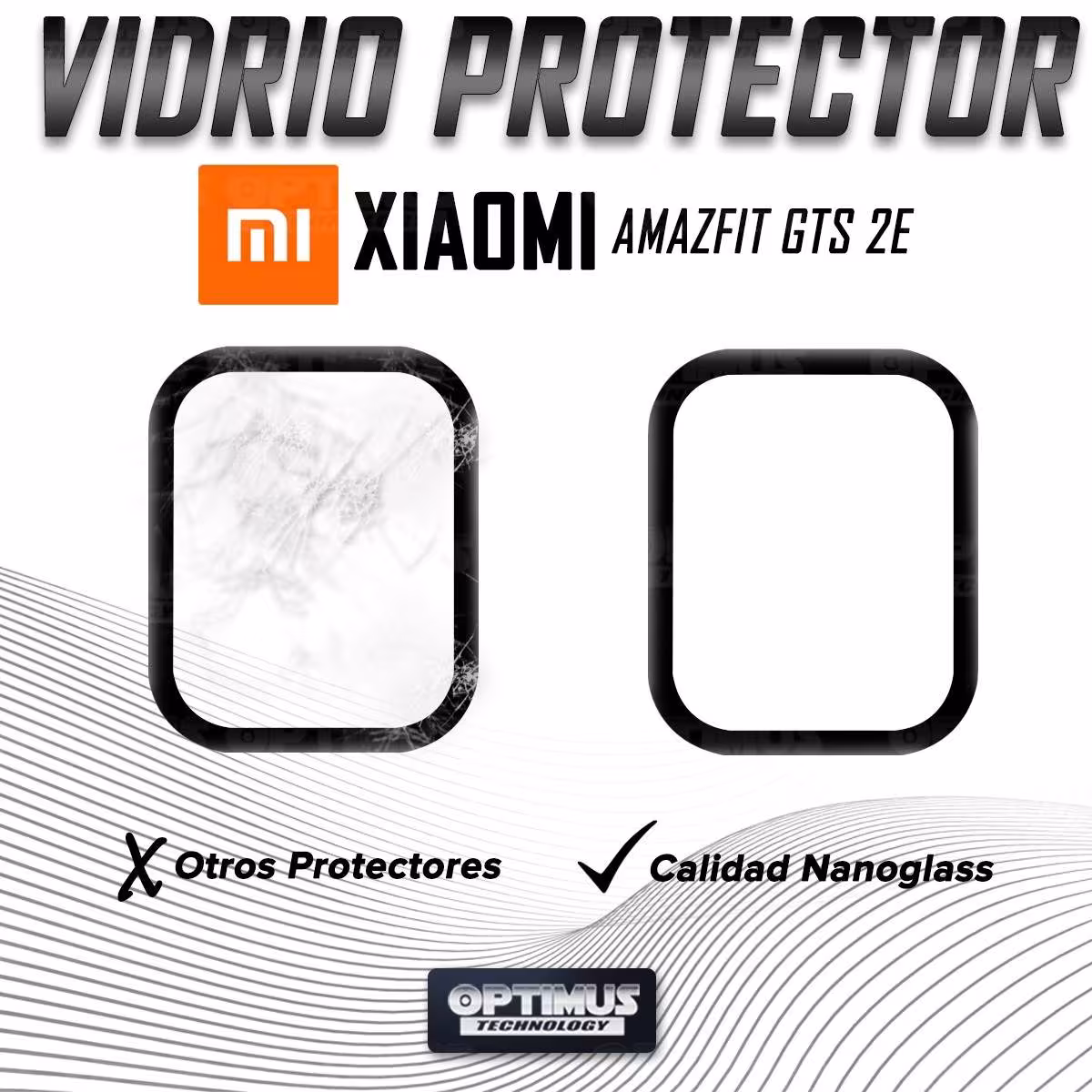 Vidrio Templado Cerámico Nanoglass Para Reloj Smartwatch Xiaomi Amazfit GTS 2E | OPTIMUS TECHNOLOGY™ | VTP-CR-XMI-GTS-2E |