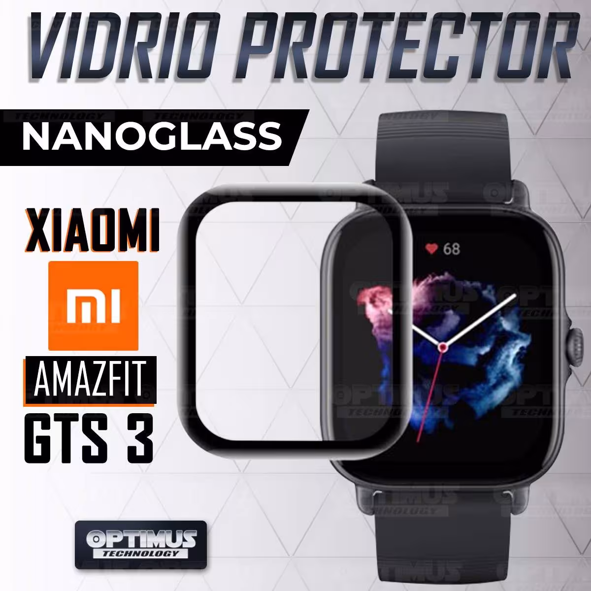 Vidrio Templado Cerámico Nanoglass Para Reloj Smartwatch Xiaomi Amazfit GTS 3 | OPTIMUS TECHNOLOGY™ | VTP-CR-XMI-GTS-3 |