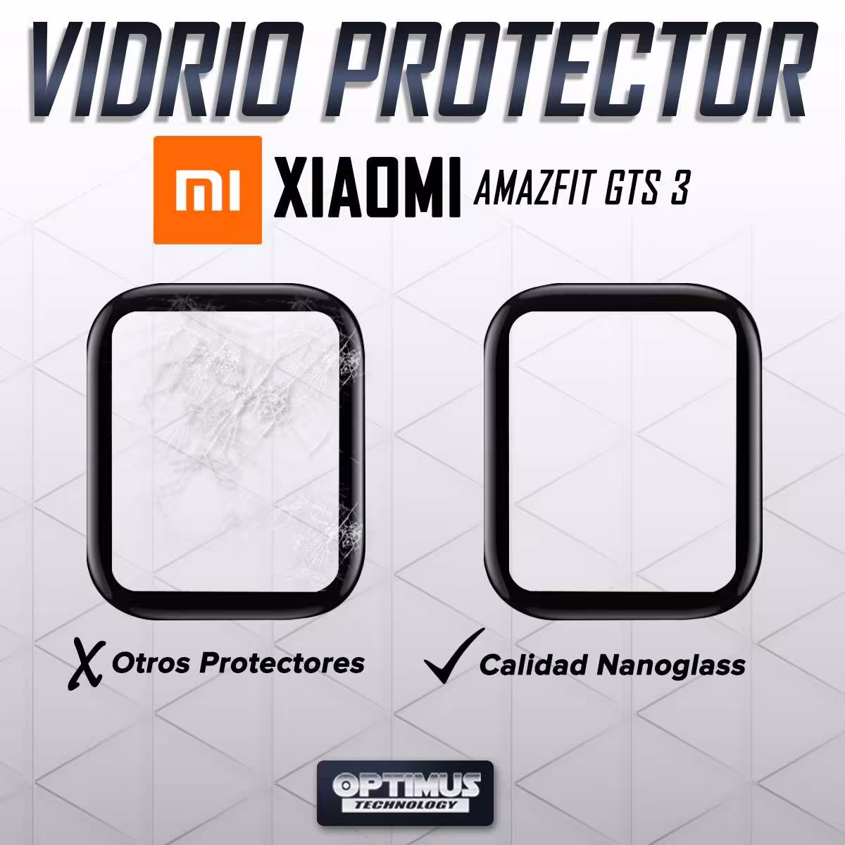Vidrio Templado Cerámico Nanoglass Para Reloj Smartwatch Xiaomi Amazfit GTS 3 | OPTIMUS TECHNOLOGY™ | VTP-CR-XMI-GTS-3 |