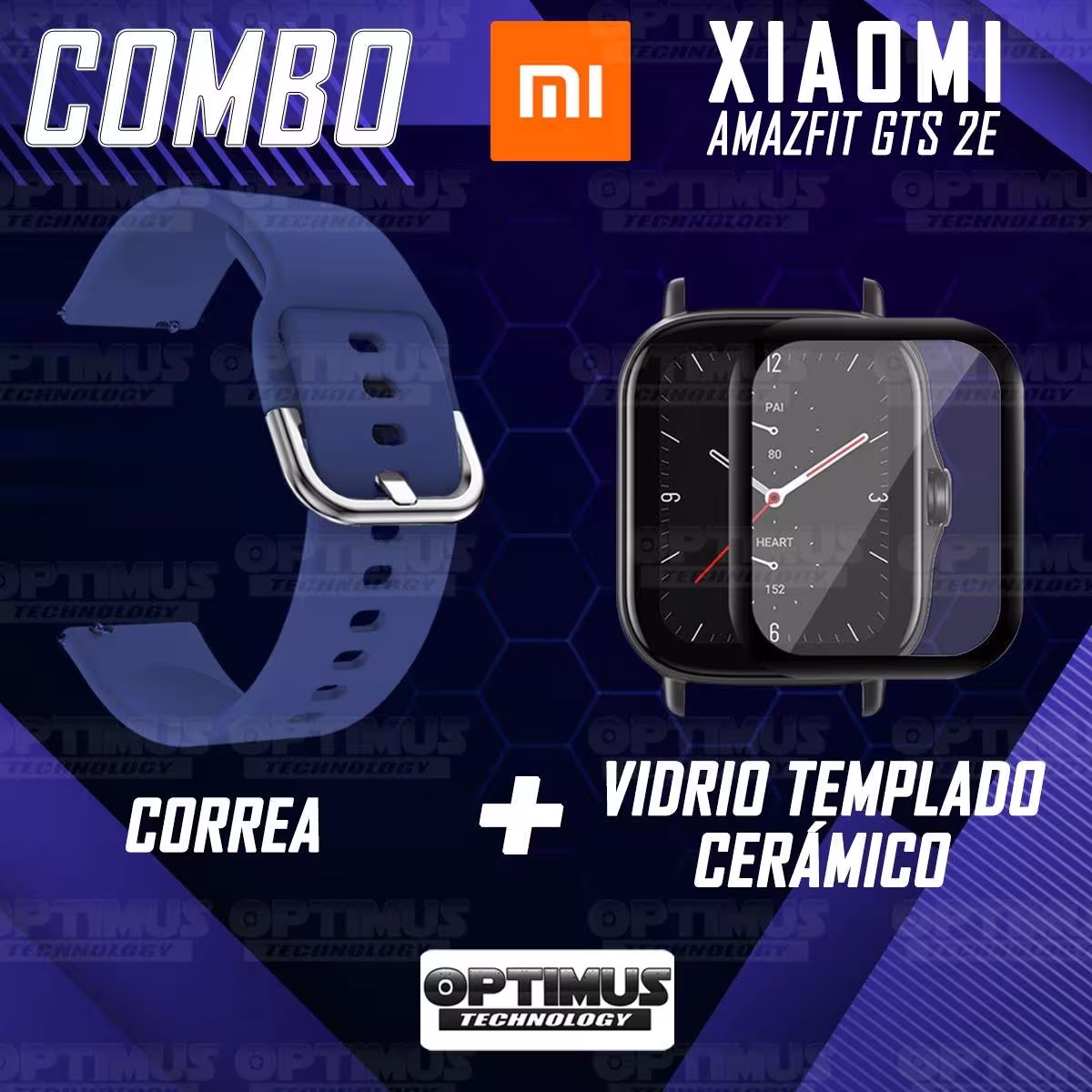 Kit Pulso Correa Y Vidrio Templado Nanoglass Protector Para Reloj Xiaomi Amazfit GTS 2E OPTIMUS TECHNOLOGY™ - 6
