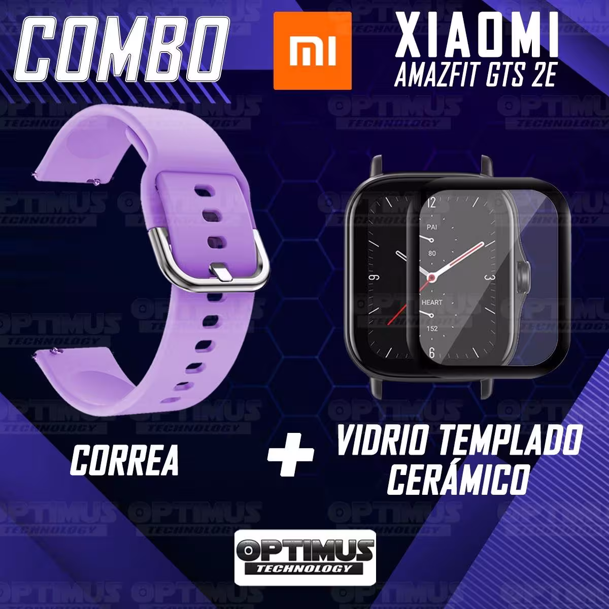 Kit Pulso Correa Y Vidrio Templado Nanoglass Protector Para Reloj Xiaomi Amazfit GTS 2E OPTIMUS TECHNOLOGY™ - 14