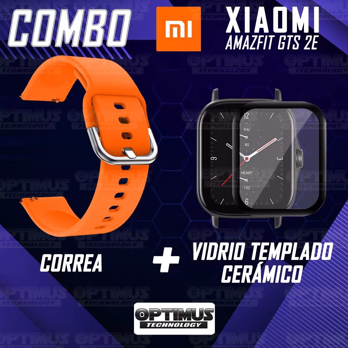 Kit Pulso Correa Y Vidrio Templado Nanoglass Protector Para Reloj Xiaomi Amazfit GTS 2E OPTIMUS TECHNOLOGY™ - 18