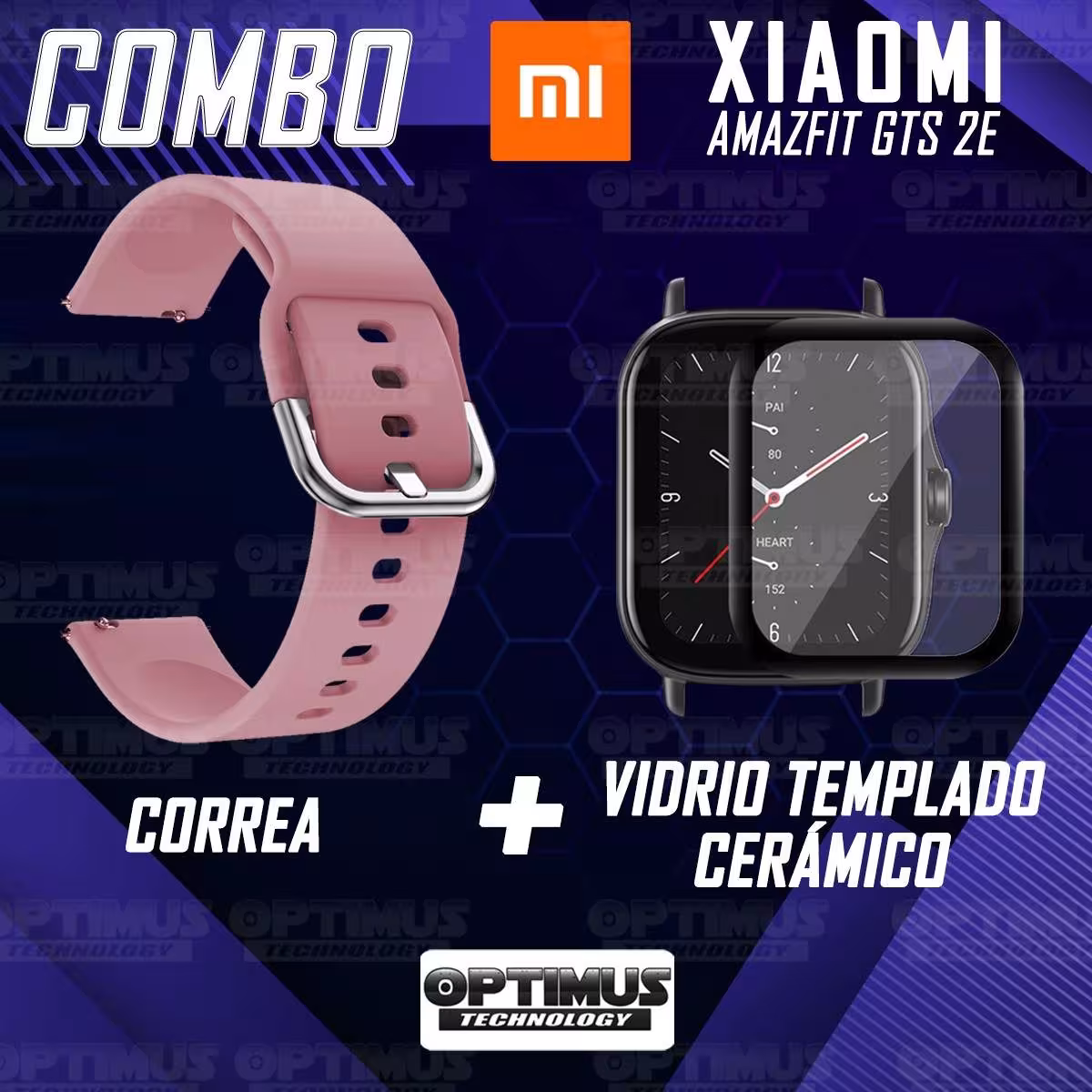 Kit Pulso Correa Y Vidrio Templado Nanoglass Protector Para Reloj Xiaomi Amazfit GTS 2E OPTIMUS TECHNOLOGY™ - 26