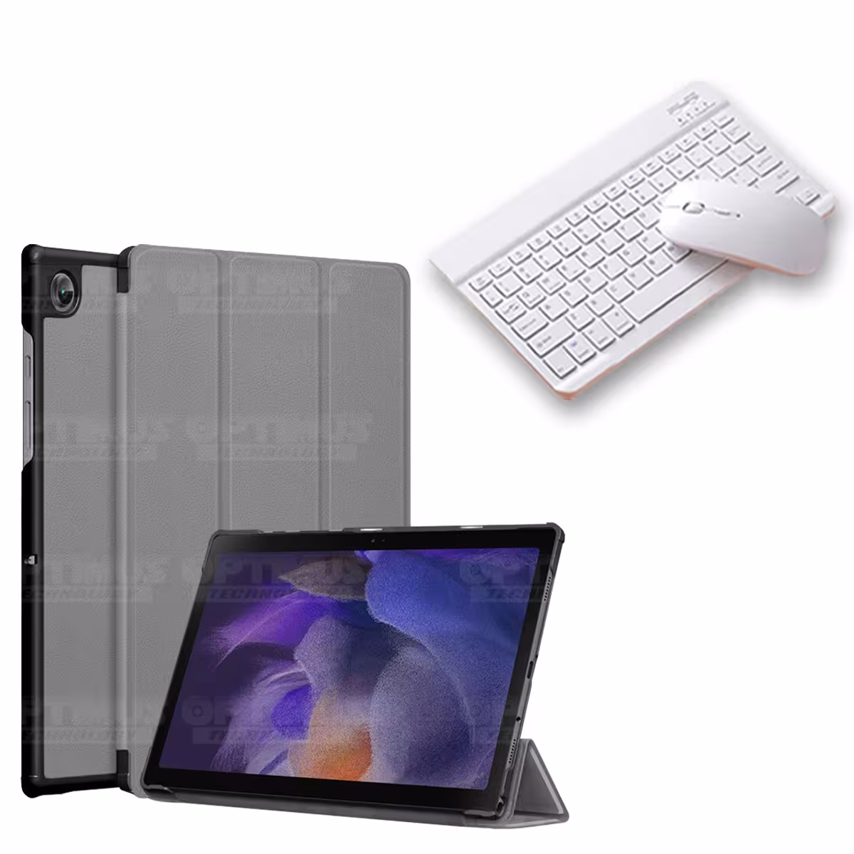 Kit Case Forro Protector + Teclado y Mouse Ratón Bluetooth para Tablet Samsung Galaxy Tab A8 10.5 2021 SM-x200, SM-x205