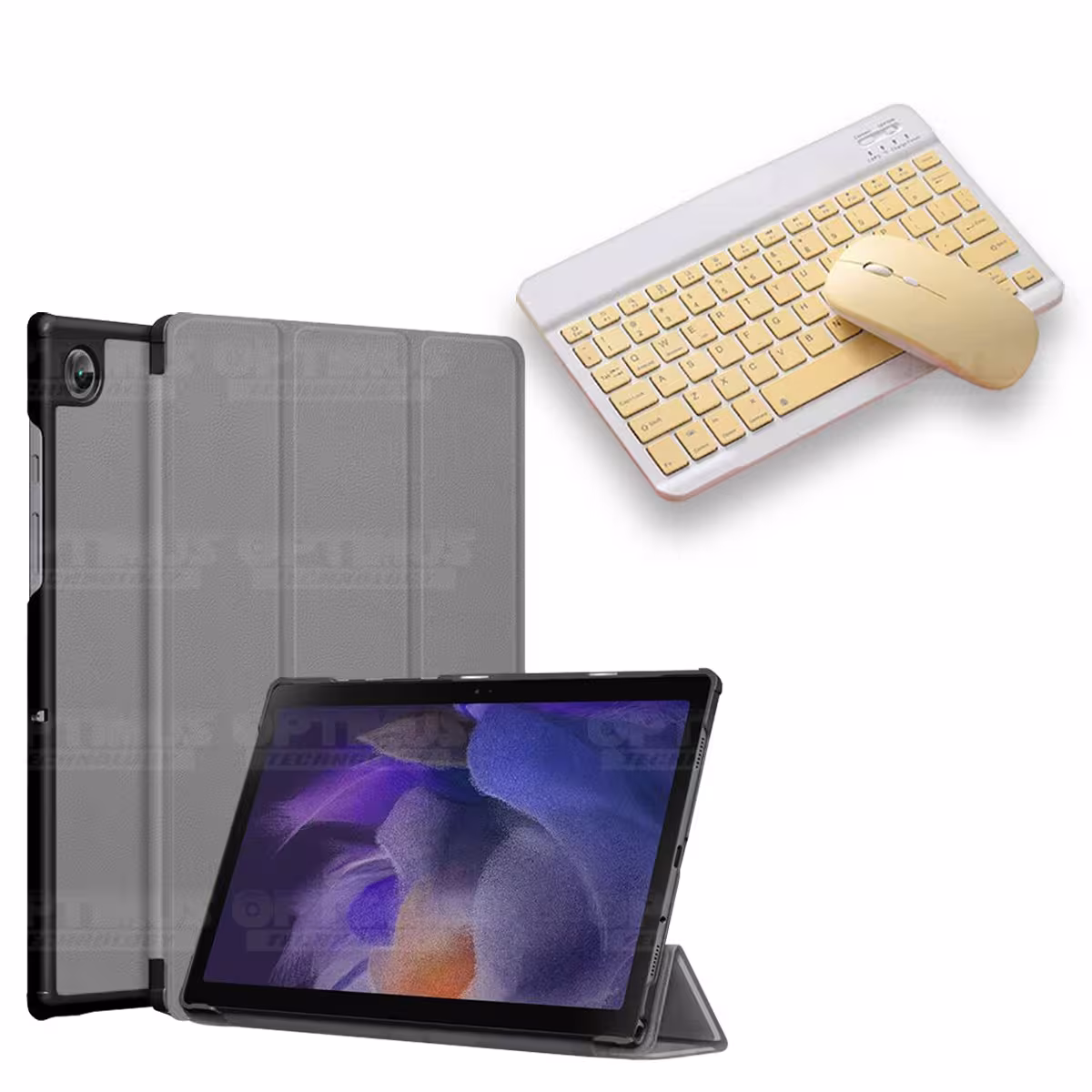 Kit Case Forro Protector + Teclado y Mouse Ratón Bluetooth para Tablet Samsung Galaxy Tab A8 10.5 2021 SM-x200, SM-x205