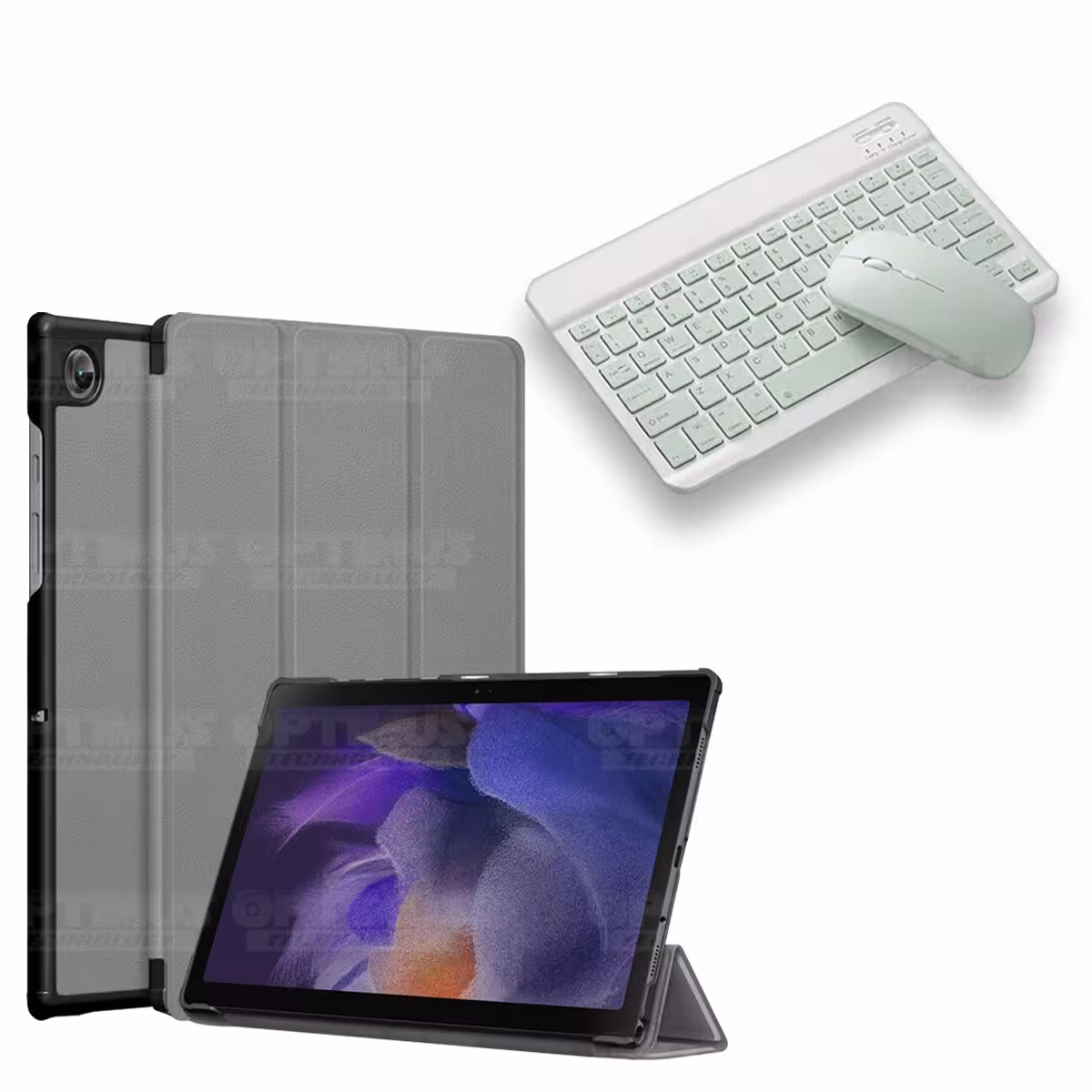 Kit Case Forro Protector + Teclado y Mouse Ratón Bluetooth para Tablet Samsung Galaxy Tab A8 10.5 2021 SM-x200, SM-x205