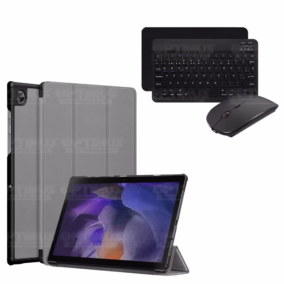 Kit Case Forro Protector + Teclado y Mouse Ratón Bluetooth para Tablet Samsung Galaxy Tab A8 10.5 2021 SM-x200, SM-x205