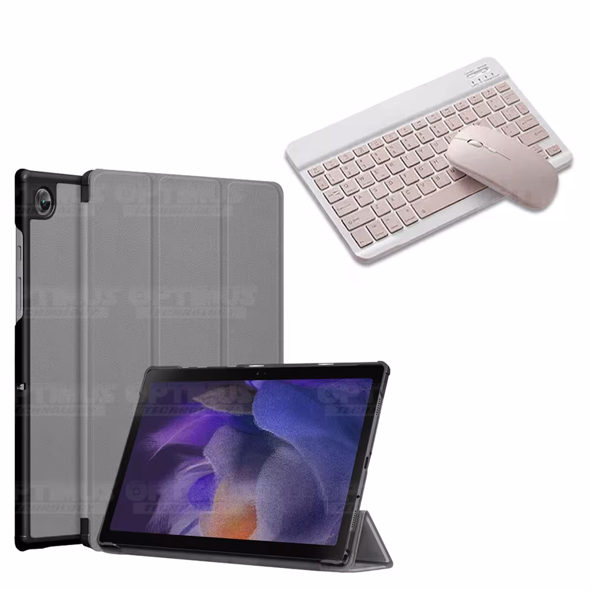 Kit Case Forro Protector + Teclado y Mouse Ratón Bluetooth para Tablet Samsung Galaxy Tab A8 10.5 2021 SM-x200, SM-x205