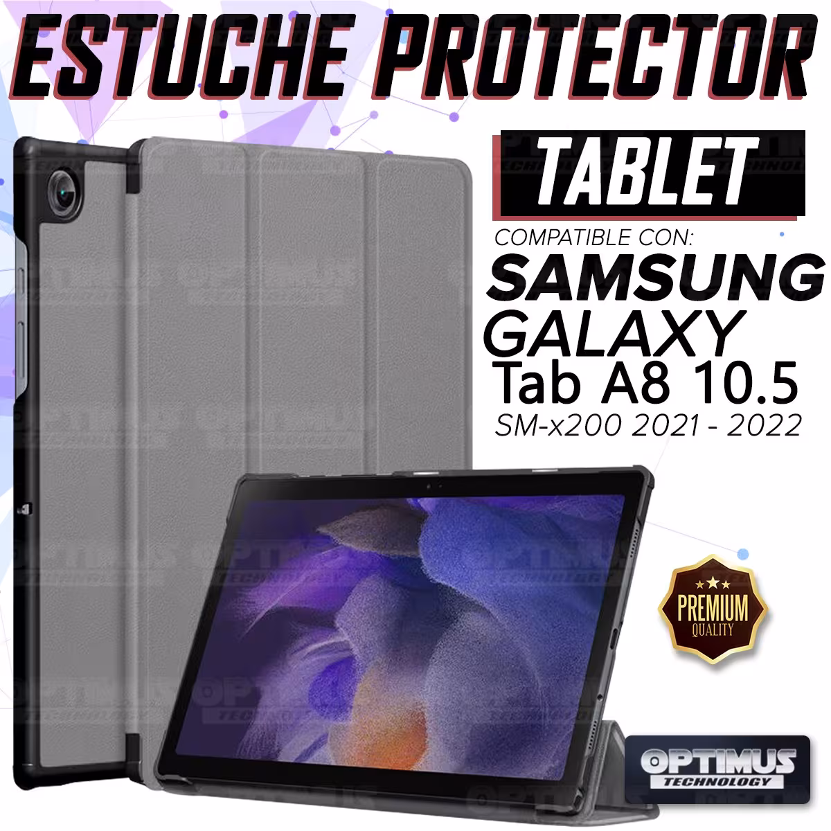 Kit Case Forro Protector + Teclado y Mouse Ratón Bluetooth para Tablet Samsung Galaxy Tab A8 10.5 2021 SM-x200, SM-x205