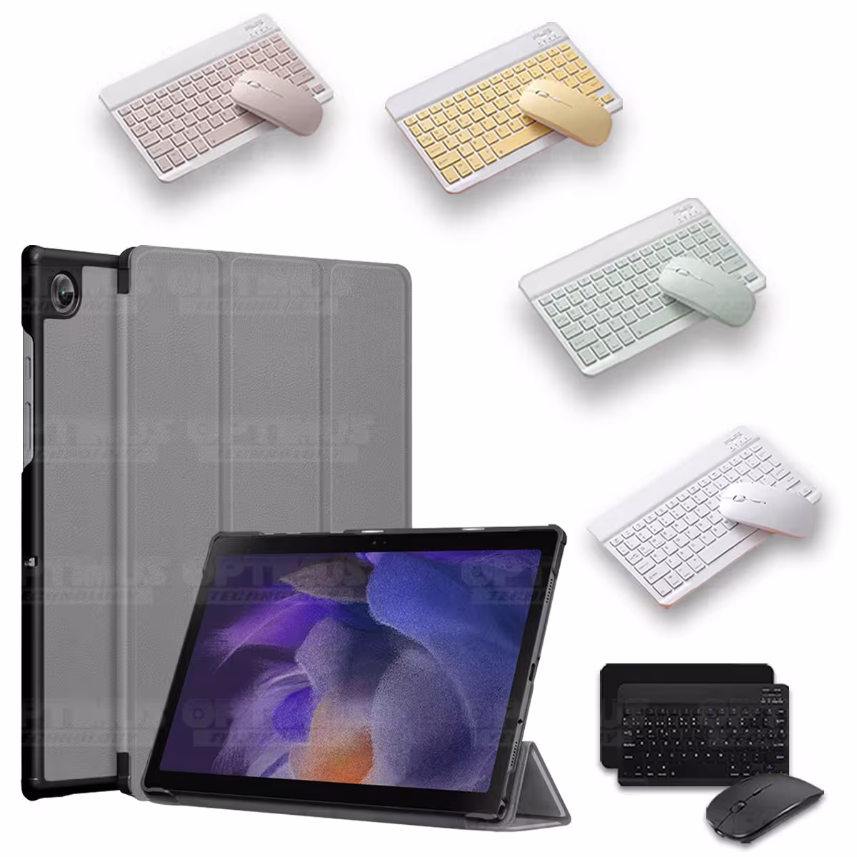 Kit Case Forro Protector + Teclado y Mouse Ratón Bluetooth para Tablet Samsung Galaxy Tab A8 10.5 2021 SM-x200, SM-x205