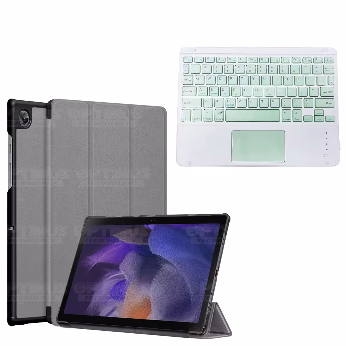 Kit Case Folio Protector + Teclado Mouse Touchpad Bluetooth para Tablet Samsung Galaxy Tab A8 10.5 2021 SM-x200, SM-x205