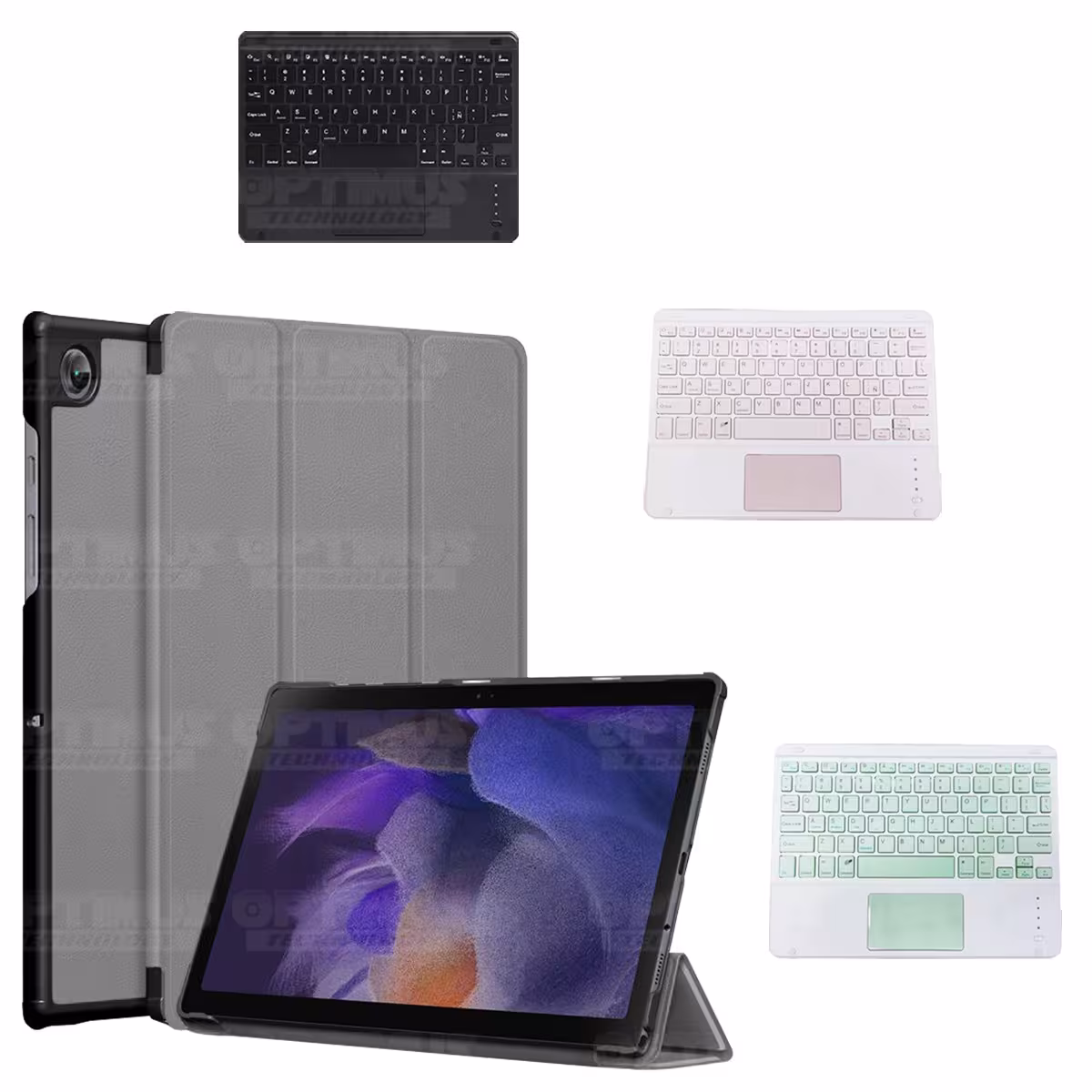 Kit Case Folio Protector + Teclado Mouse Touchpad Bluetooth para Tablet Samsung Galaxy Tab A8 10.5 2021 SM-x200, SM-x205