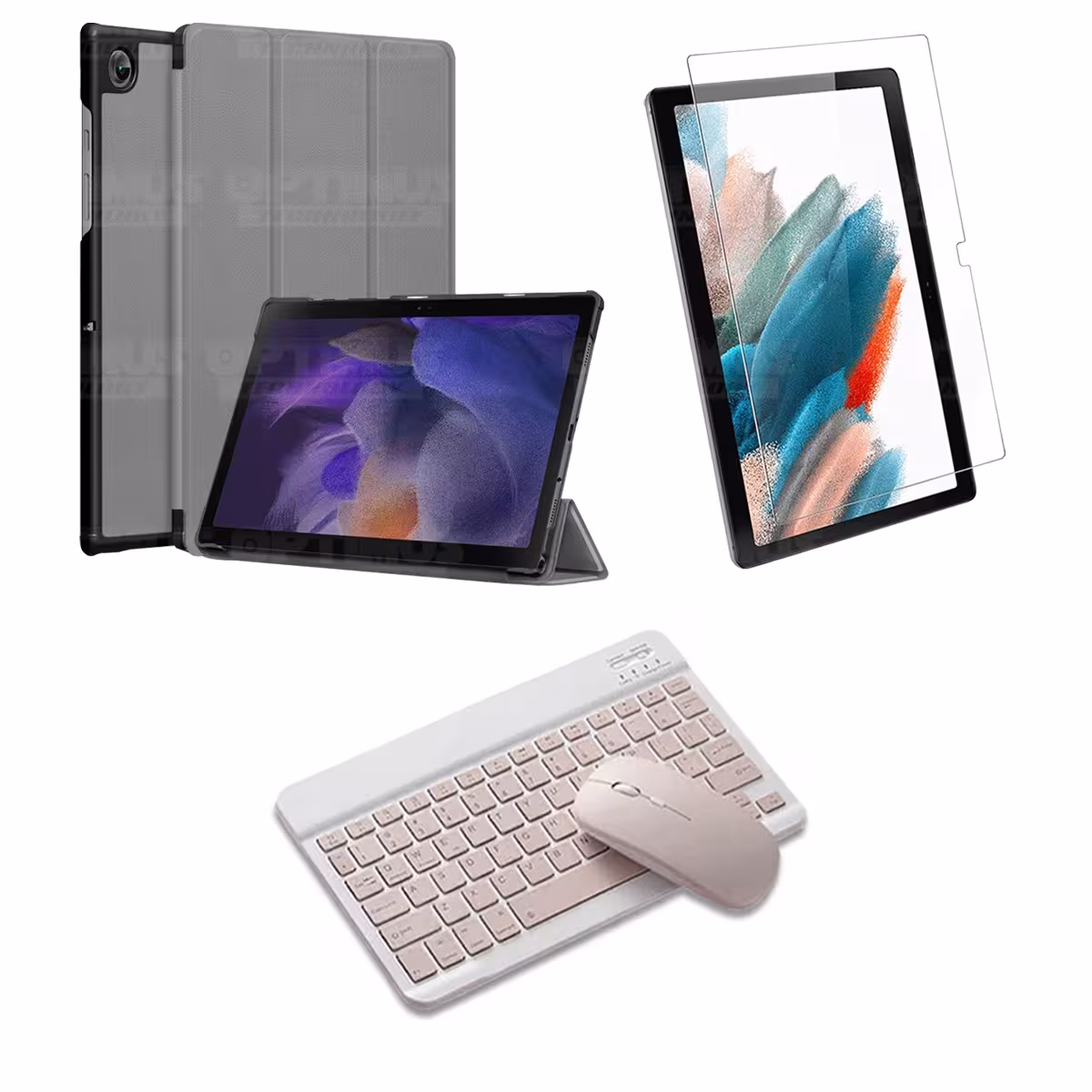 Kit Vidrio templado + Case Protector + Teclado y Mouse Bluetooth Tablet Samsung Galaxy Tab A8 10.5 2021 SM-x200, SM-x205